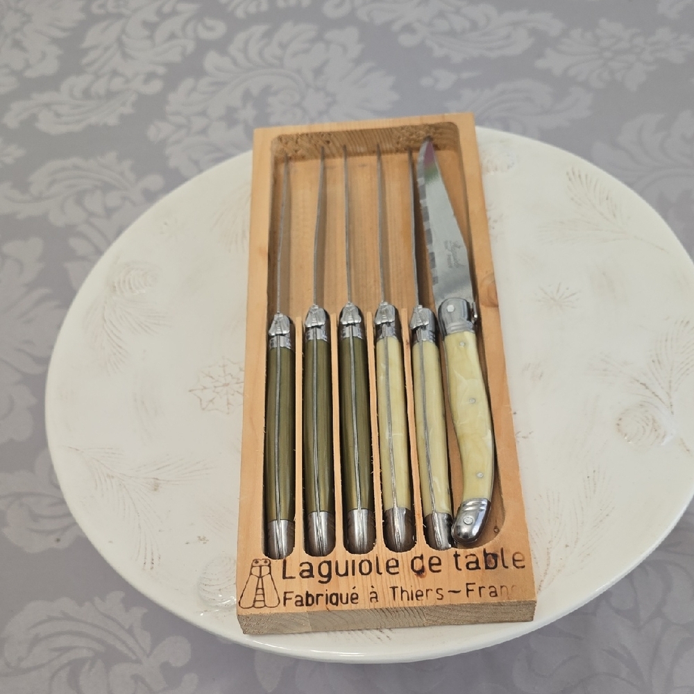 Laguiole De Table France Jean Dubost Set Of 6 Steak Knives Ivory Handle